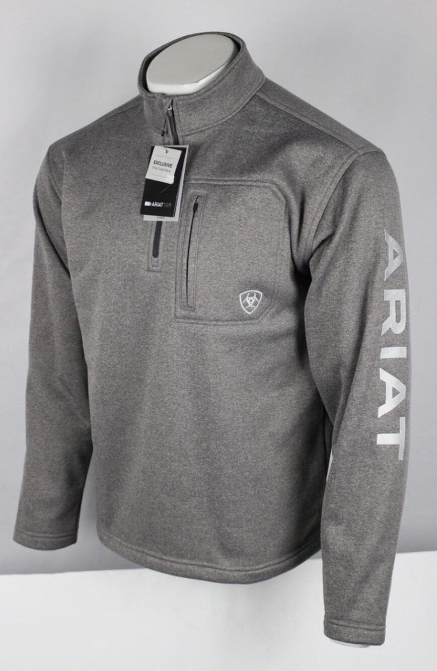 Ariat Tek Team 1/4 Zip Sweatshirt Mens XXL Raven Heather Fleece 10070400 NWT